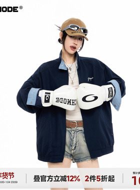 ICH MODE【1/4 官方叠加2件5折起】美式绣花长袖夹克短外套女春季