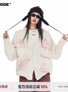 ICH MODE 美式复古圣诞针织毛衣开衫女2026新款春季休闲毛衣外套