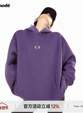 ICH MODE 美式连帽紫色卫衣女春季新款宽松百搭外套上衣oversize