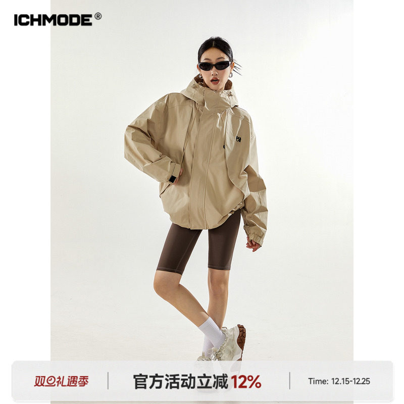 ICH MODE 美式复古冲锋衣外套女春季款宽松飞行夹克2026新款上衣