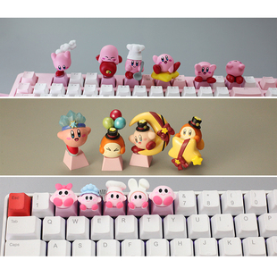 3颗 单个二粉色星之卡比树脂爱心机械键盘单颗键帽透光 包邮