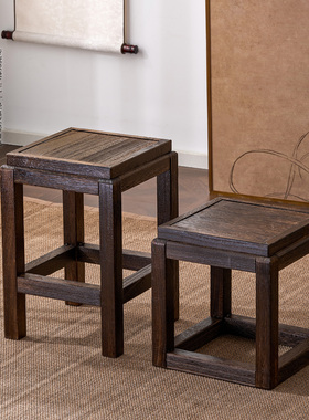 实木方凳结实茶几凳老式小矮凳换鞋凳卧室梳妆凳新中式喝茶木凳子