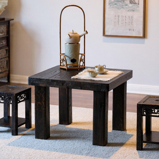 实木茶桌中古风桐木茶几家用简约茶台禅意方桌围棋桌民宿庭院桌子