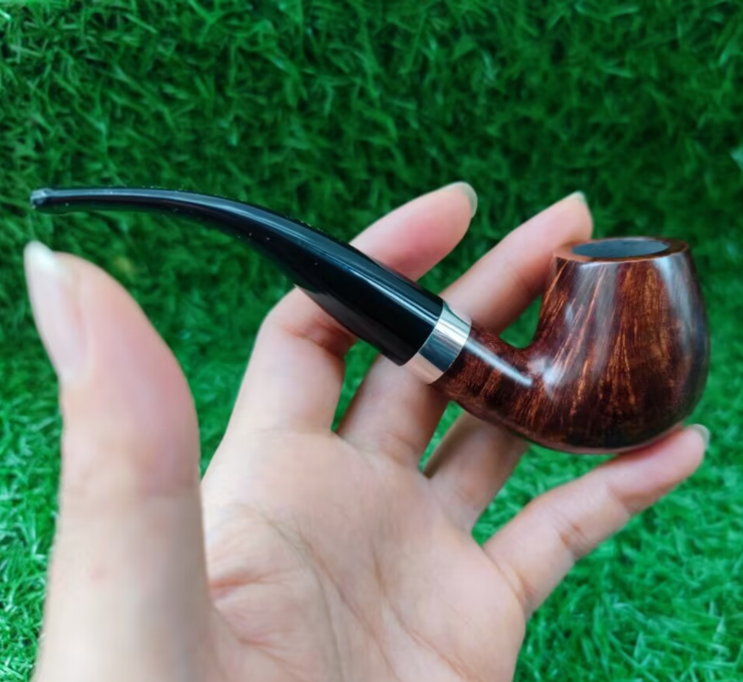 意大利进口石楠木手工实木中号9MM经典福尔摩斯弯式喷砂光面烟斗