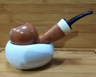 烟斗专用青花斗架 裂纹托斗架椭圆 陶瓷烟斗展示架底座单个斗架