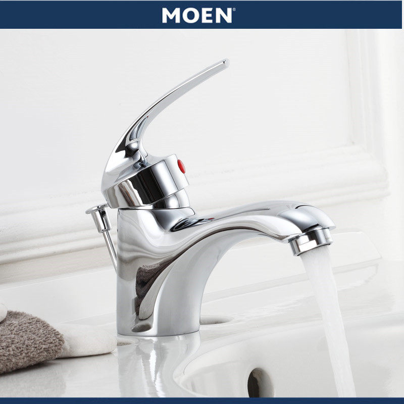 moen摩恩全铜镀铬单孔单把手冷热水洗脸盆台盆面盆龙头11222s