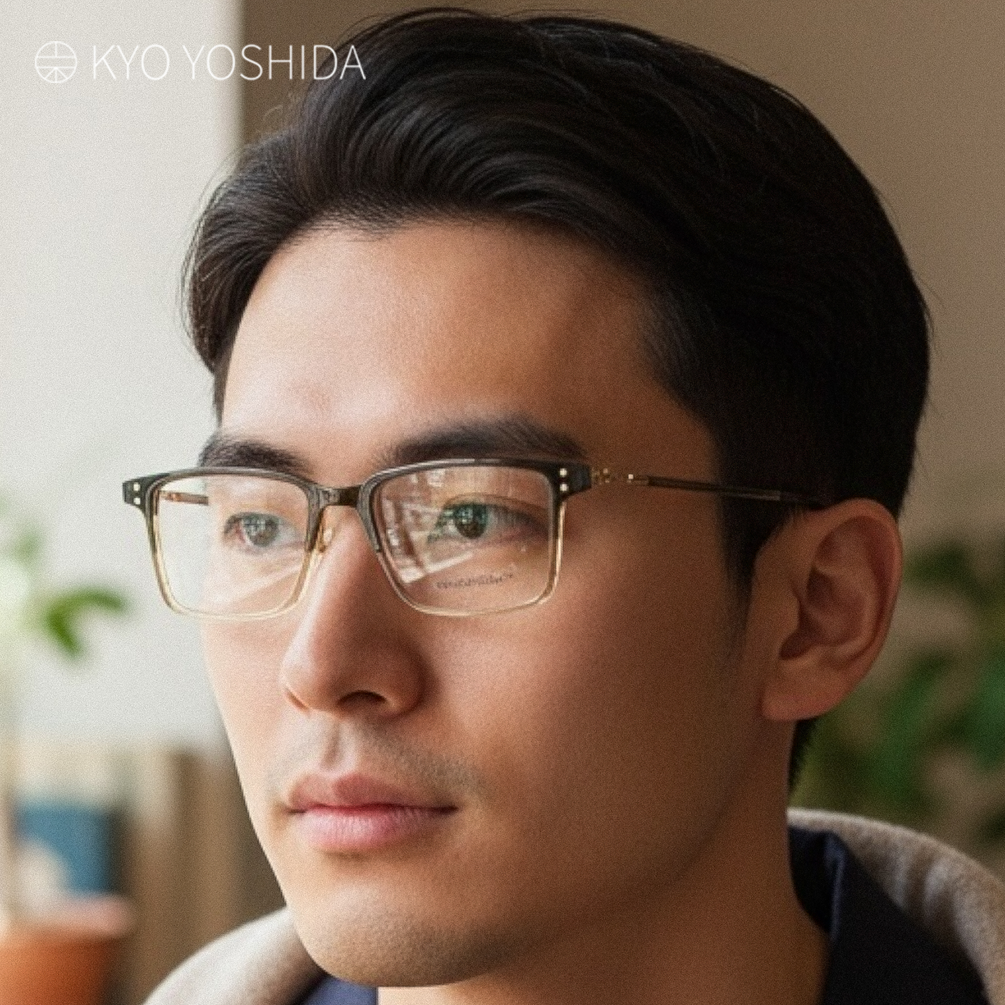 日本吉田京手工纯钛中金款眼镜框