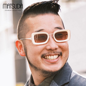 日本MATSUDA松田墨镜防紫外线高级感白框美式 复古窄框太阳镜M3124