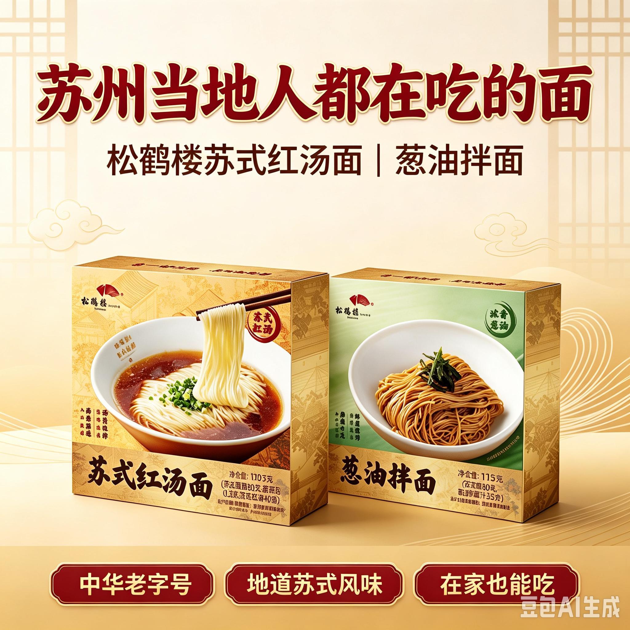 【松鹤楼】苏式红汤面葱油拌面地道风味速食宵夜解馋方便面套餐