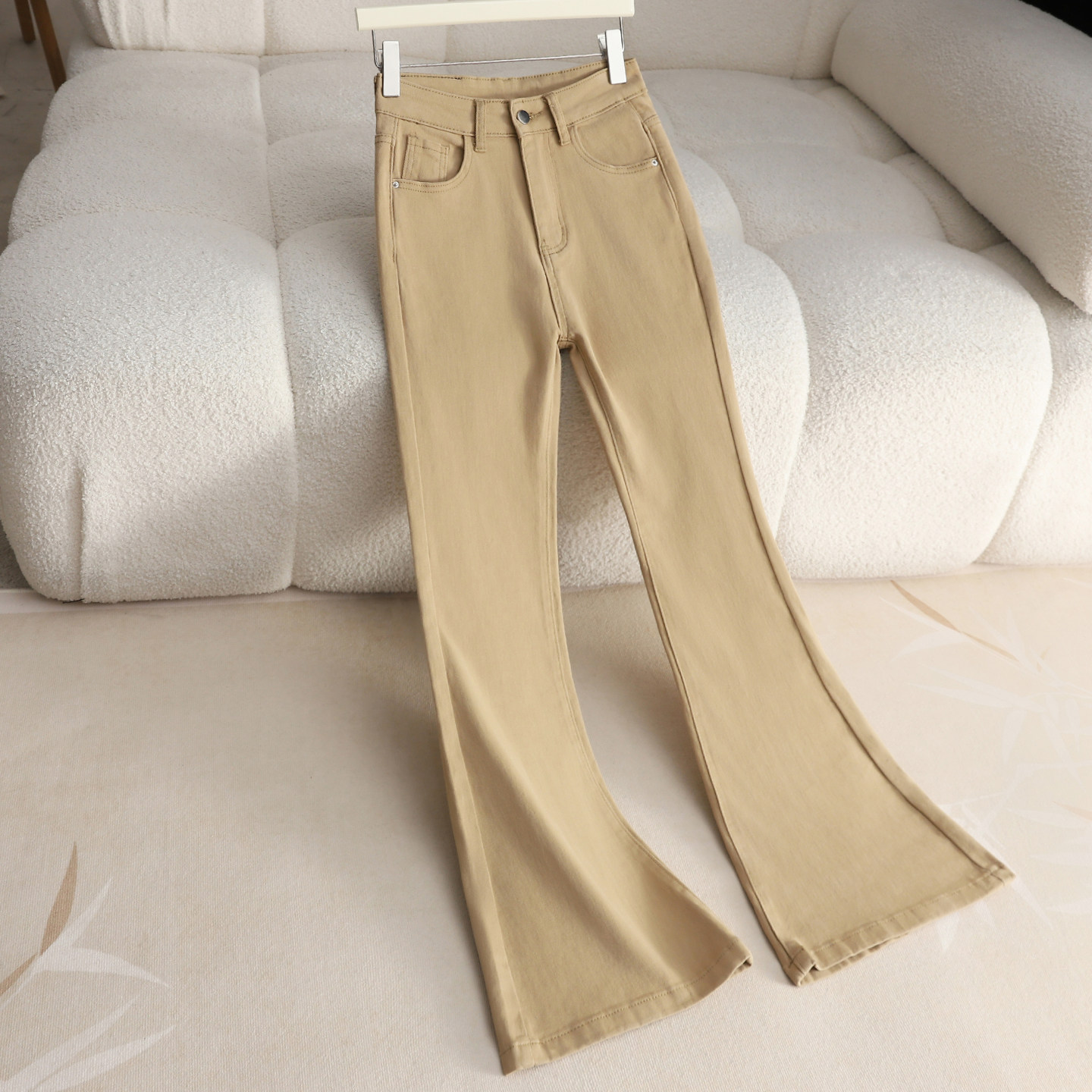 卡其色微喇牛仔裤女2025年秋冬新款高腰弹力紧身显瘦小个子喇叭裤,女装/女士精品,牛仔裤,淘宝优惠券,粉丝福利购,淘宝优惠卷