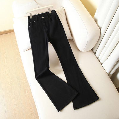 黑色紧身微喇牛仔裤女2025新款