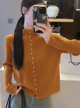 2025新款韩版宽松显瘦圆领长袖针织衫女百搭休闲毛衣上衣