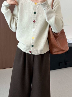 2025新款韩版宽松显瘦圆领长袖针织衫女百搭休闲毛衣上衣