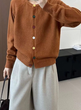 2025新款韩版宽松显瘦圆领长袖针织衫女百搭休闲毛衣上衣