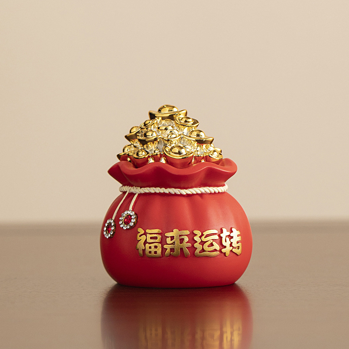 招财福袋聚宝盆吉祥物摆件寓意好运乔迁喜庆装饰车载工艺品小礼物