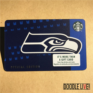 星巴克美国卡收藏联名合作卡2018西雅图海鹰队 全新未刮