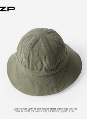 DZP军绿色渔夫帽海边遮阳帽防晒渡假帽出游百搭韩版盆帽春夏帽子
