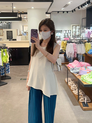 HAIDE妈咪孕妇装夏褶皱风高级气质时尚无袖背心宽松阔腿裤套装