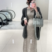 外套 中长款 HAIDE妈咪孕妇装 温柔软糯韩系慵懒风显瘦毛衣针织开衫