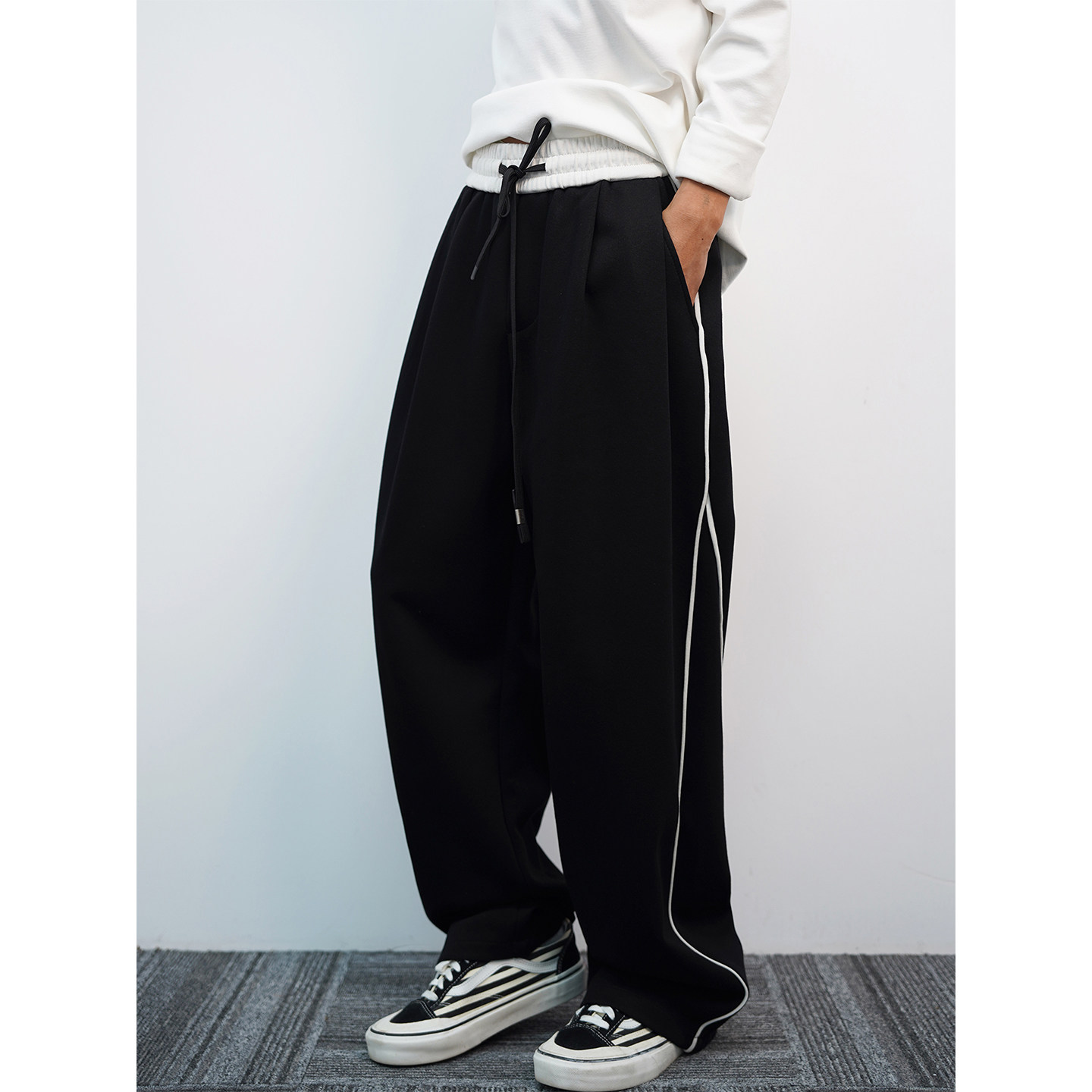 2025秋冬新款休闲运动解构卫裤男弯刀裤美式阔腿宽松长裤潮牌裤子,男装,卫裤,淘宝优惠券,粉丝福利购,淘宝优惠卷