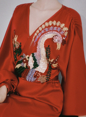 晨拍礼服新中式晨拍旗袍晨袍新娘结婚红色礼服敬酒服重工走秀高级