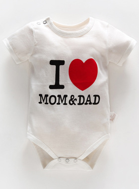 包屁衣新生婴儿夏薄款6男孩女我爱爸妈12新生儿3宝宝三角哈衣爬服