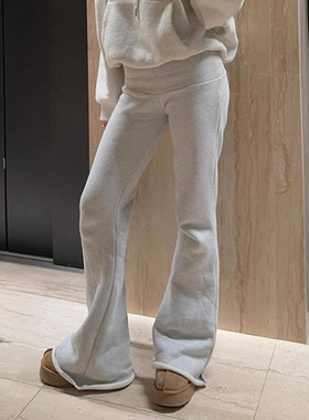 Women's solid color casual flared sweatpants女式纯色喇叭卫裤