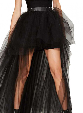 2025燕尾裙网纱tutu裙欧美性感黑色前短后长蓬蓬半身裙成人