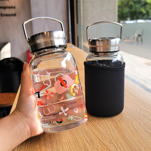 高颜值玻璃杯女生2025新款夏天办公室水杯泡茶杯子大容量男士便携