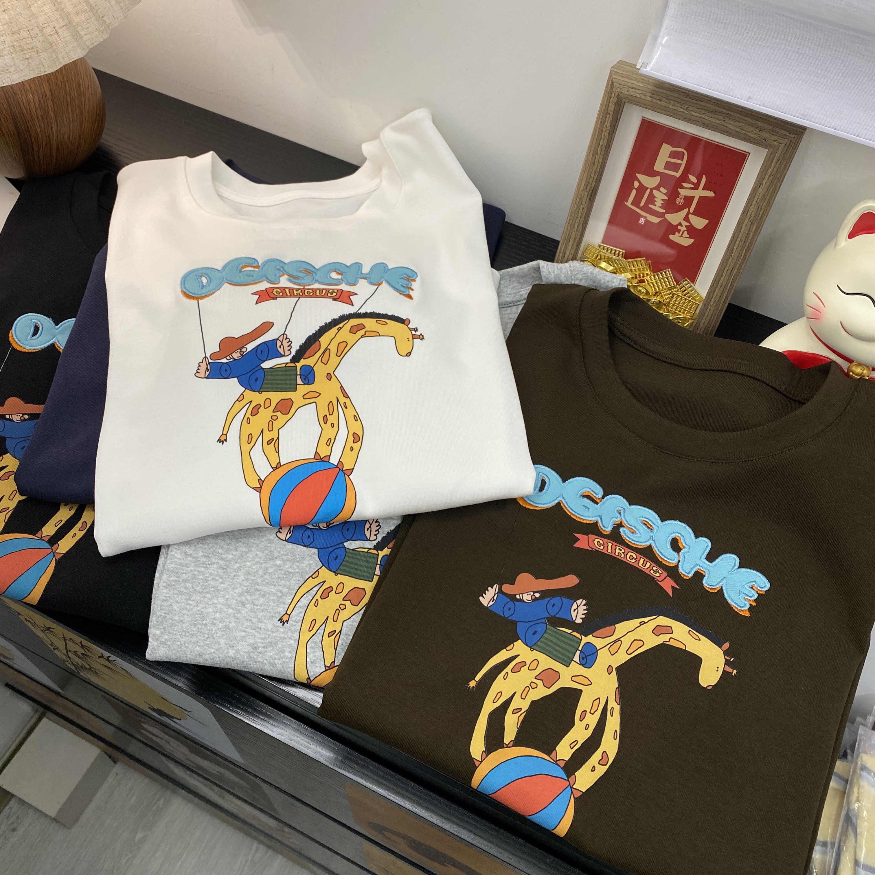 夏季新款韩系短袖t恤女纯棉宽松百搭卡通趣味印花弹力正肩闺蜜装