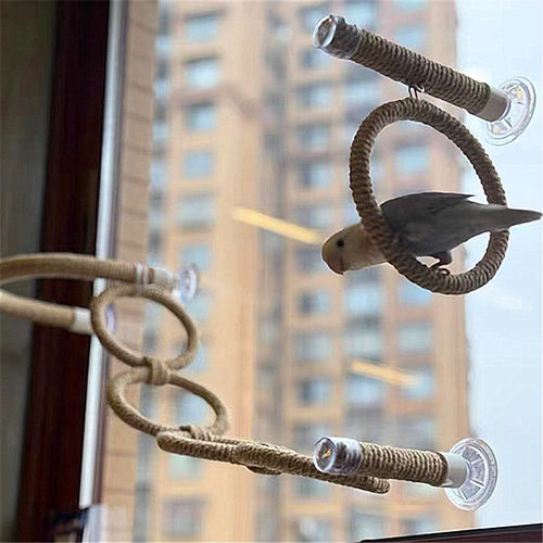 鹦鹉站架多用途麻绳吸盘玻璃站杠棍架子玩具笼子玄凤虎皮鸟站杆