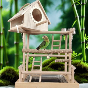 玄风鹦鹉中大型鹦鹉站架花椒木专用互动训练游乐场椰壳鸟窝笼鸟架