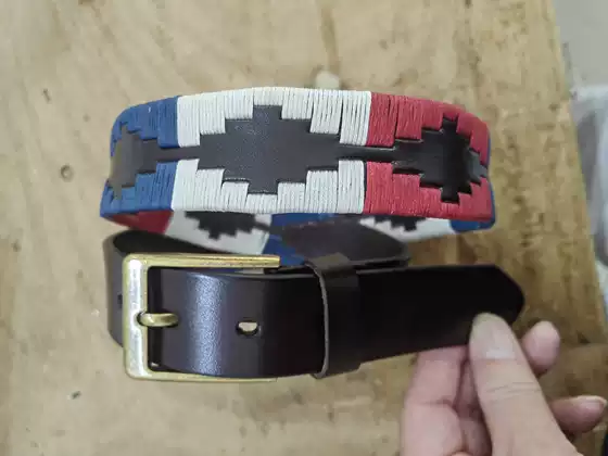 Equestrian Sports Belt, First Layer Cowhide, Hand-Stitched