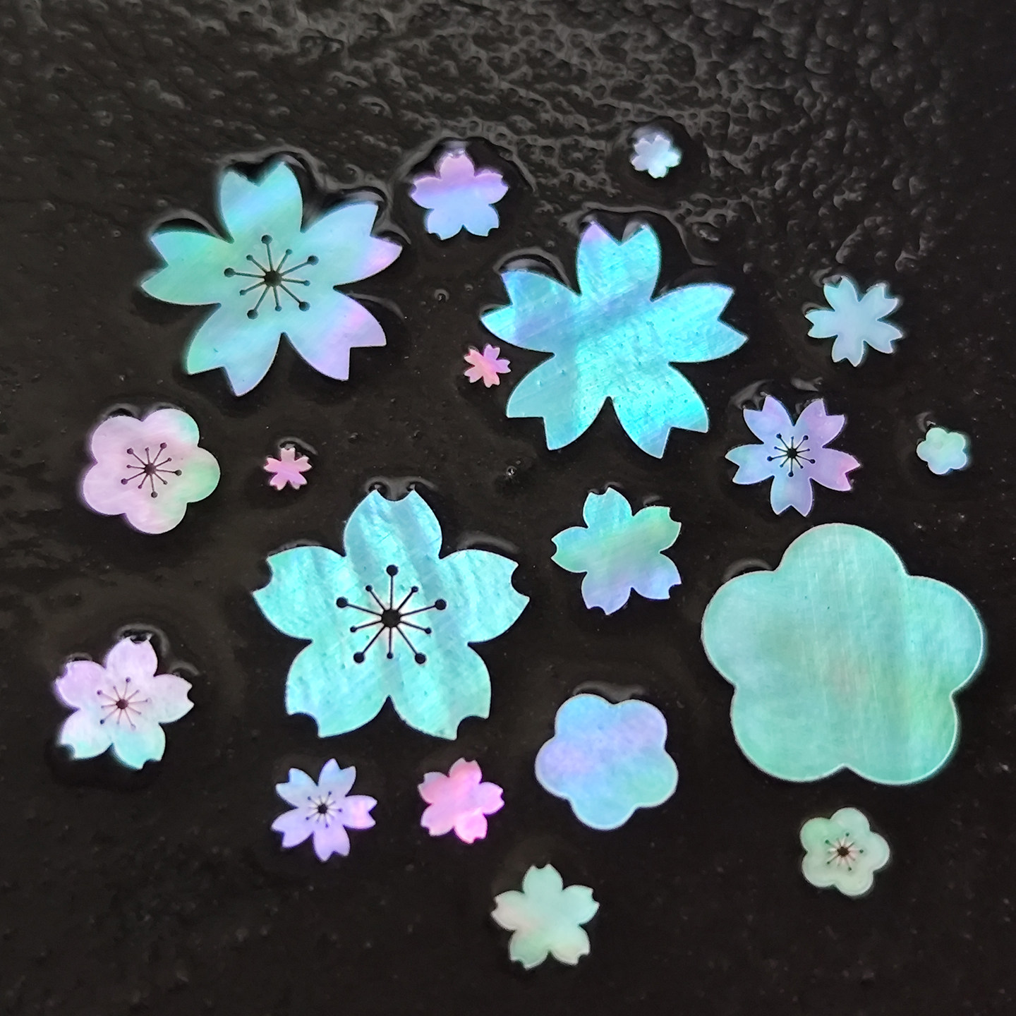 螺钿青贝薄片樱花漆器镶嵌1MM五瓣花美甲手镯耳钉学生毕设DIY材料
