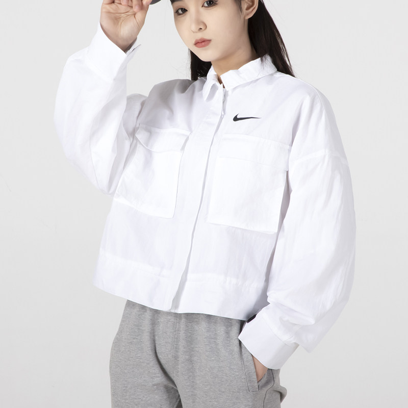nike耐克外套女2022秋季新款运动服休闲短款工装夹克dm6244-100