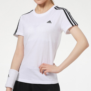 新款 运动服宽松半袖 女2022夏季 Adidas阿迪达斯短袖 白色T恤GL0783