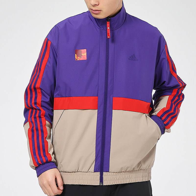 阿迪达斯外套男装2021春新款牛年运动服立领加绒防风衣夹克gp1824