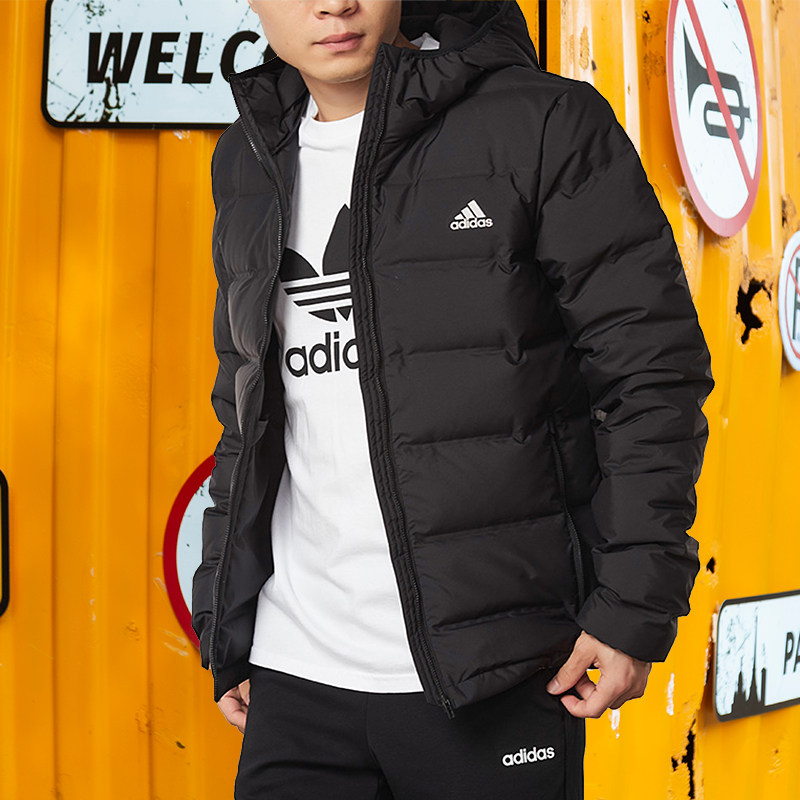 adidas阿迪达斯棉服男官方旗舰正品冬季新款保暖薄羽绒服连帽外套