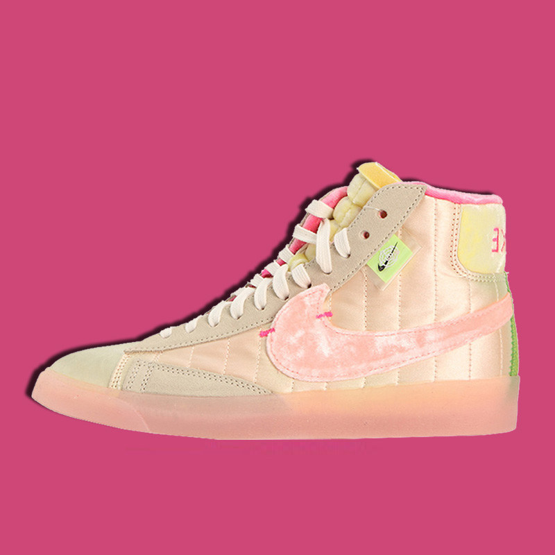 nike耐克女鞋官网新年款限定粉色blazer丝绒高帮运动板鞋dd8482