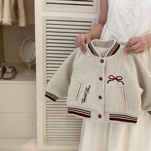 女童外套秋冬款2025新款儿童棒球服夹棉加厚上衣韩系童装毛呢大衣