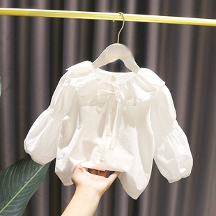 纯棉衬衫 女童长袖 新款 5岁女宝宝可爱小翻领上衣3女婴幼儿童秋装