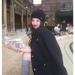 tingtings 法式羊毛小香风外套女冬季加厚保暖高级老钱粗花呢上衣