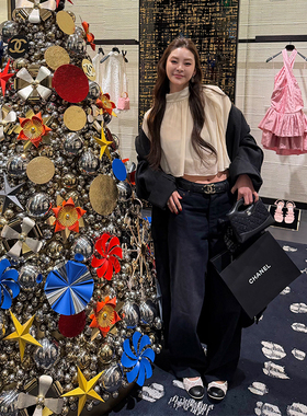 tingtings 复古高级裤子直筒牛仔裤女秋冬新款加厚阔腿裤休闲长裤