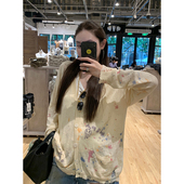 空调衫 tingtings 上衣 针织衫 女夏薄款 白鹿同款 彩色涂鸦破洞开衫
