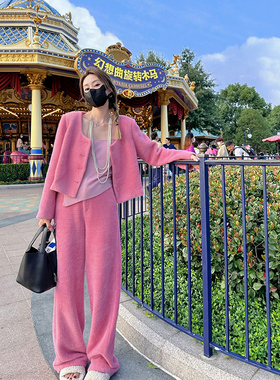 【详情跳转老链接下单】白色裤子貂绒阔腿裤女秋冬宽松垂感直筒裤