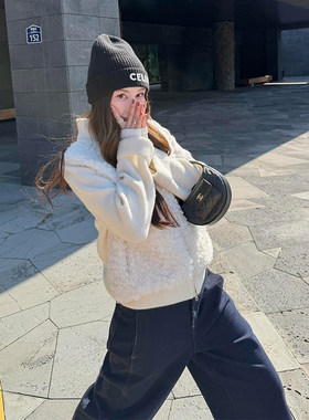 羊毛针织白鹅绒羽绒服外套女冬季