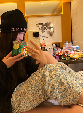 tingtings 蓝色碎花休闲九分裤女夏季新款气质宽松直筒裤洋气裤子