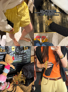 tingtings 5/4PM20点【经典百搭】高级小香菱格链条筒包女手拿包