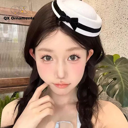 丝绒蝴蝶结英伦JK圆顶水手帽