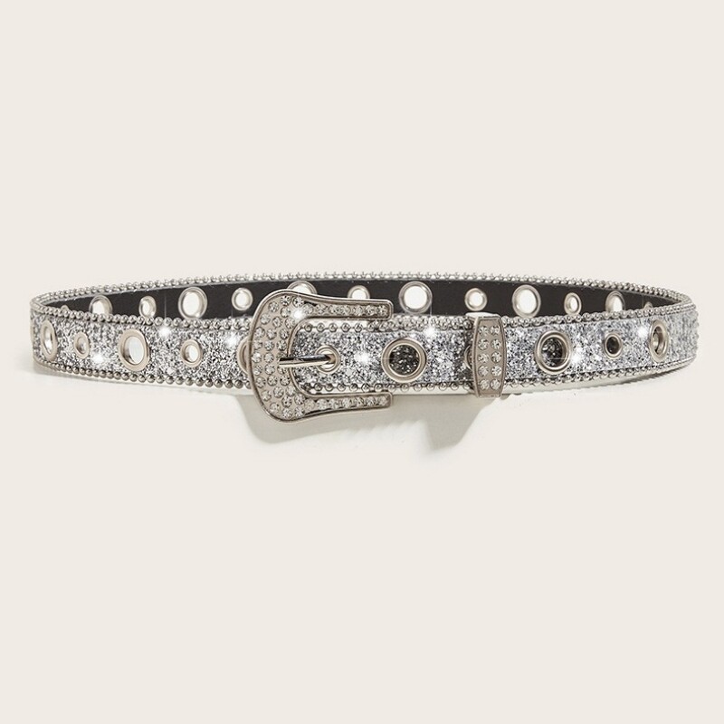 DIAMOND BELT PUNK Y2K HOTTIE MILLENNIAL RHINESTONE VERSATILE WOMENS EMBELLISHED JEANS BELT EMBELLISHMENT
